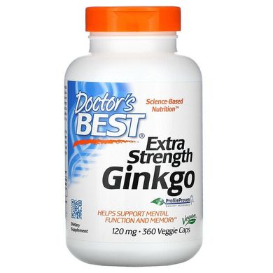 Гинкго билоба с повышенной силой действия, 120 мг, Doctor's Best, 360 капс., DRB-00273