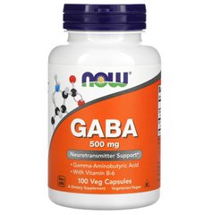 Гамма-аминомасляная кислота ГАМК с витамином B6, GABA 500 мг, Now Foods, 100 капсул, NOW-00087