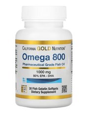 Висококонцентрована Омега 800, риб'ячий жир, California Gold Nutrition, 30 капсул, CGN-01251