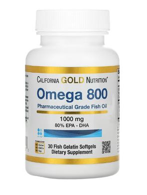 Высококонцентрированная Омега 800, рыбий жир, California Gold Nutrition, 30 капсул, CGN-01251