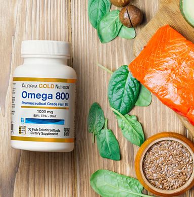 Высококонцентрированная Омега 800, рыбий жир, California Gold Nutrition, 30 капсул, CGN-01251