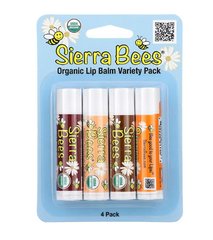 Sierra Bees, набор органических бальзамов для губ, 4 штуки, MBE-01149