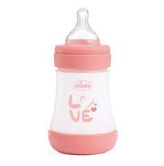 Бутылочка пластик Chicco PERFECT 5 Love, 150 мл, соска силикон, 0 м+, розовая, 20211.11.40