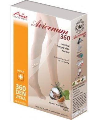 Чулки Aries Avicenum с кружевом хлопковые, открытый носок, бежевый, 360 ден, 1