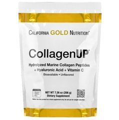 Морський колаген з гіалуроновою кислотою та вітаміном C California Gold Nutrition Collagen UP, 206 г, CGN-01033 (Пошкоджена упаковка)