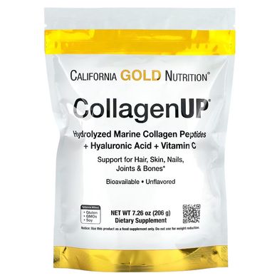 Морський колаген з гіалуроновою кислотою та вітаміном C California Gold Nutrition Collagen UP, 206 г, CGN-01033