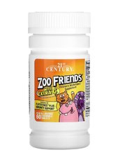 21st Century, Zoo Friends з додаванням вітаміну C, 60 жувальних таблеток, CEN-27313