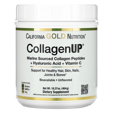 Морський колаген з гіалуроновою кислотою та вітаміном C California Gold Nutrition Collagen UP, 464 р., CGN-01033-1