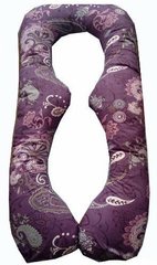 Наволочка Лежебока на подушку для беременных "Восьмёрка" с рисунком "Завитки на фиолетовом"