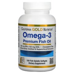 Жирные кислоты Омега-3, California Gold Nutrition, (100 капусл)