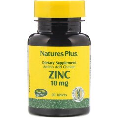 Цинк, 10 mg, Zinc, Nature's Plus, 90 капсул