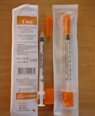 Шприц инсулиновый 3-х компонентный однородный Alexpharm 1мл U-100, G30, 100 шт.