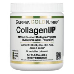 Морской коллаген с гиалуроновой ксилотой и витамином С California Gold Nutrition Collagen UP, 206 г.